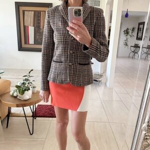 Armani Jeans Vintage Classic Plaid | Herringbone Wool Blend Blazer Size 6